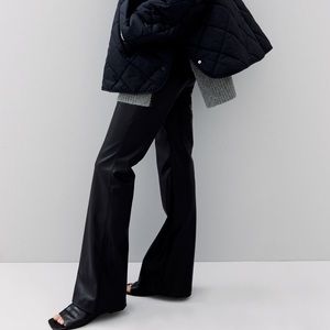 Faux Flare Leather Pants